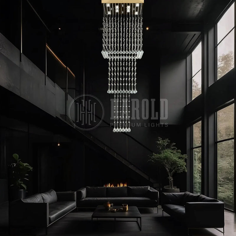 Magna Raindrop Long Crystal Chandelier