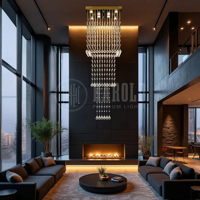 Magna Raindrop Long Crystal Chandelier