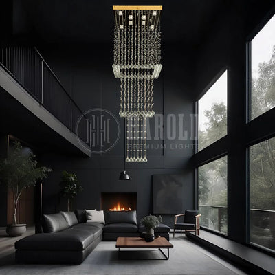 Magna Raindrop Long Crystal Chandelier