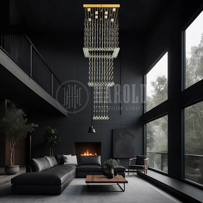 Magna Raindrop Long Crystal Chandelier