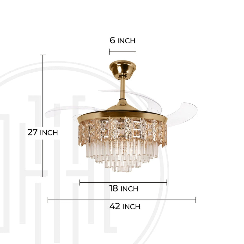 Cascade Dorée Chandelier Ceiling Fan with Remote Control