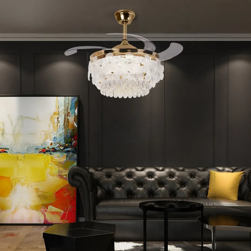 Florette Crystal Chandelier Fan with Remote Control