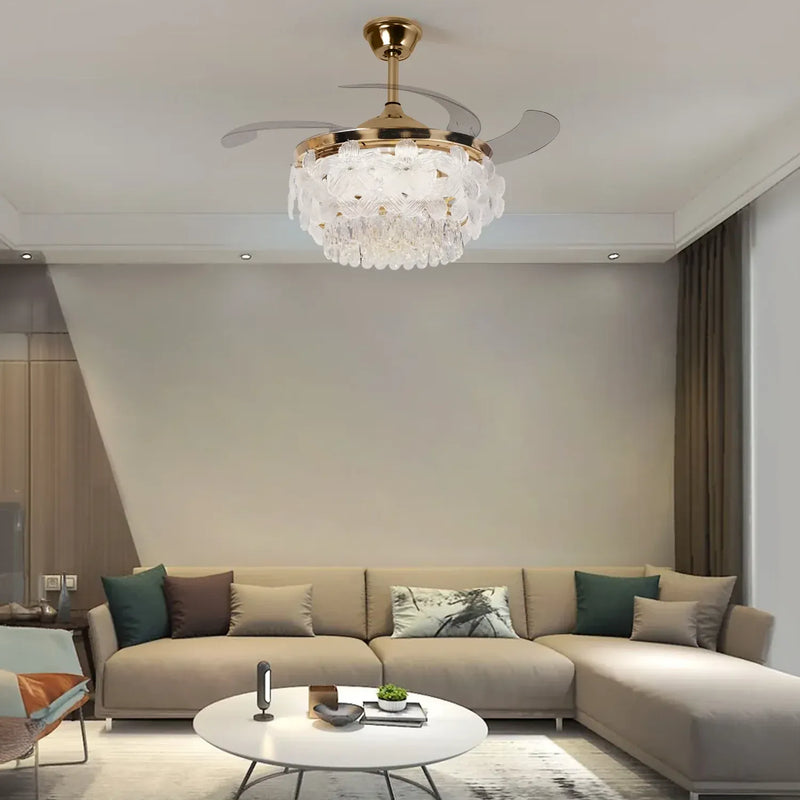 Florette Crystal Chandelier Fan with Remote Control