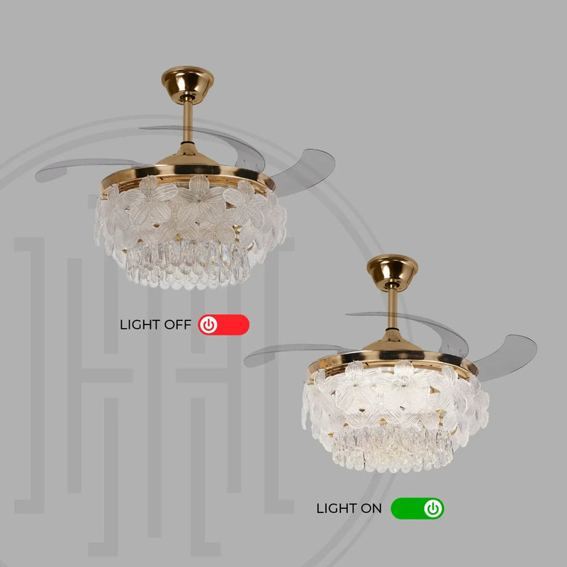 Florette Crystal Chandelier Fan with Remote Control