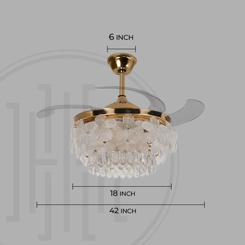 Florette Crystal Chandelier Fan with Remote Control