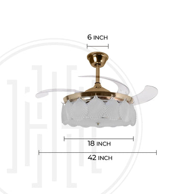 ShellLeaf Crystal Chandelier Ceiling Fan