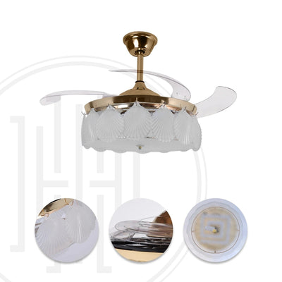 ShellLeaf Crystal Chandelier Ceiling Fan
