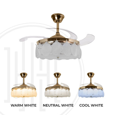 ShellLeaf Crystal Chandelier Ceiling Fan