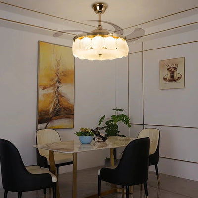 ShellLeaf Crystal Chandelier Ceiling Fan