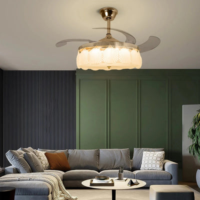 ShellLeaf Crystal Chandelier Ceiling Fan