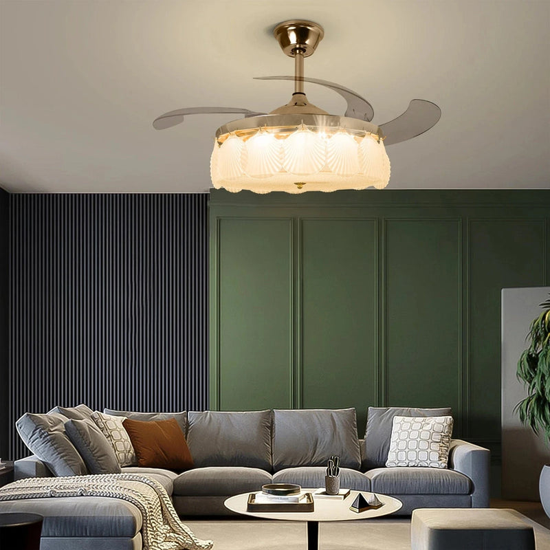 ShellLeaf Crystal Chandelier Ceiling Fan