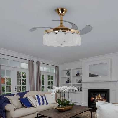 ShellLeaf Crystal Chandelier Ceiling Fan