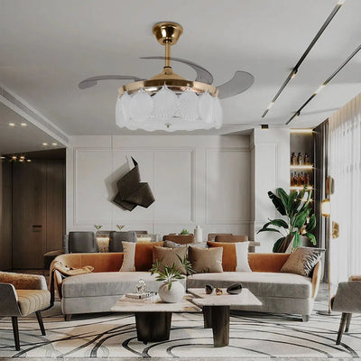ShellLeaf Crystal Chandelier Ceiling Fan