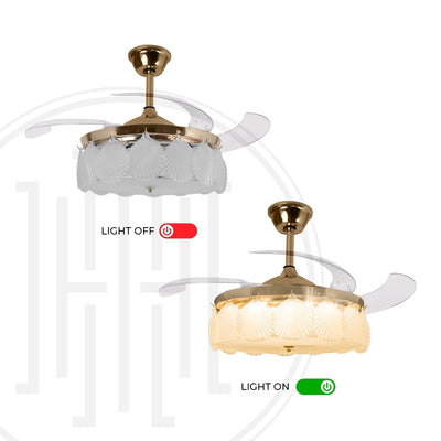 ShellLeaf Crystal Chandelier Ceiling Fan