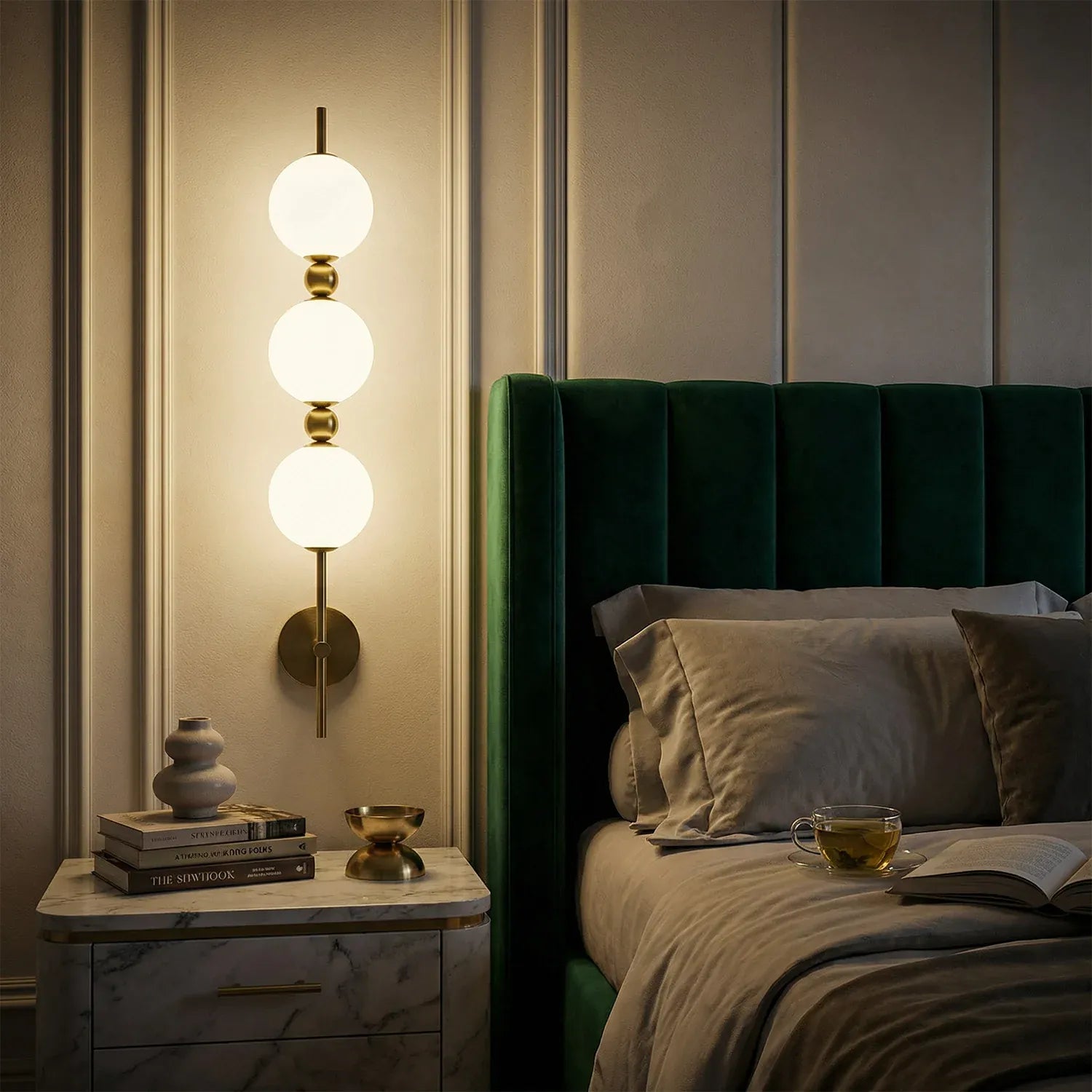 OpalStack Wall Light – Modern Gold Wall Lamp with Frosted Glass Balls ...