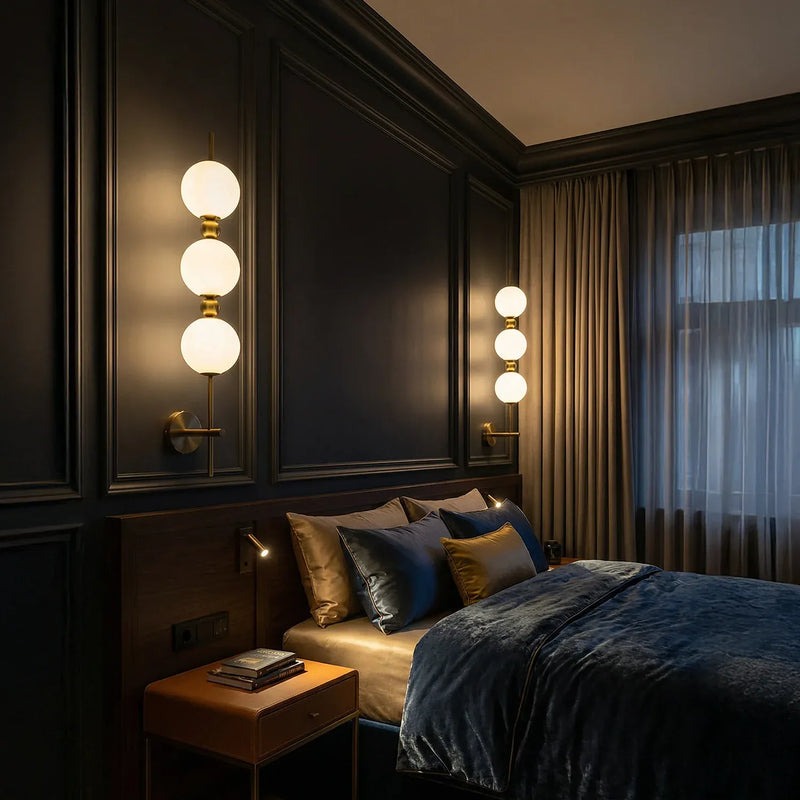 OpalStack Wall Light – Modern Gold Wall Lamp with Frosted Glass Balls ...