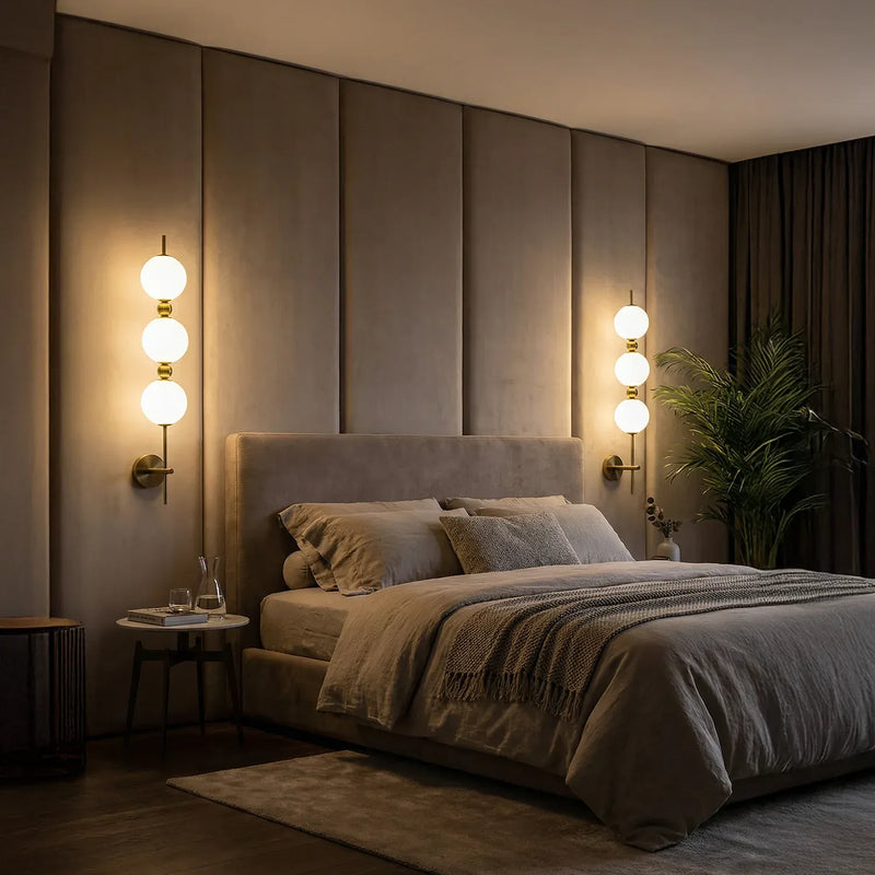 OpalStack Wall Light – Modern Gold Wall Lamp with Frosted Glass Balls ...
