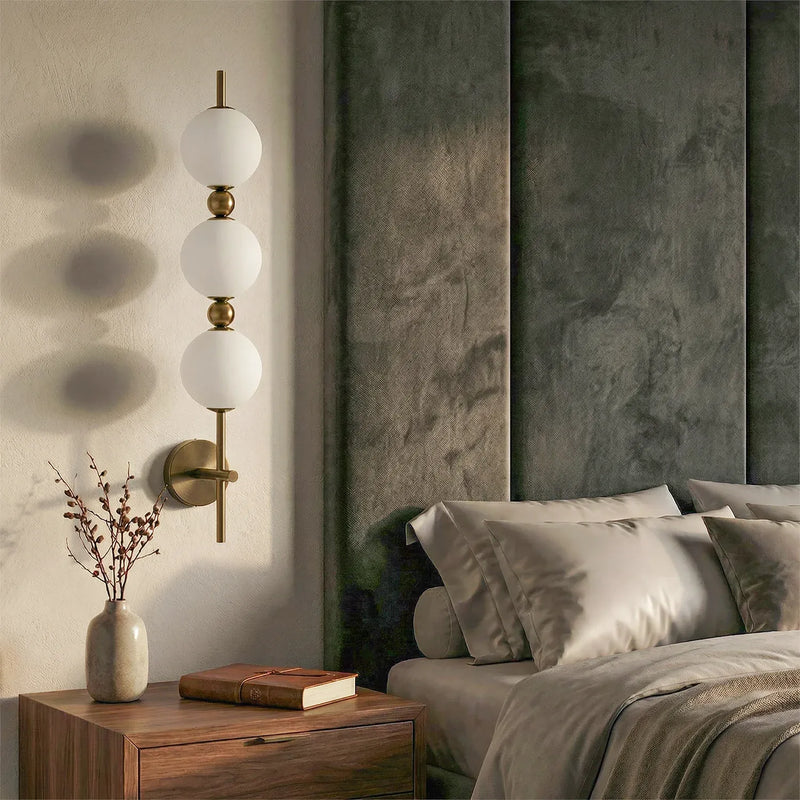 OpalStack Wall Light – Modern Gold Wall Lamp with Frosted Glass Balls ...