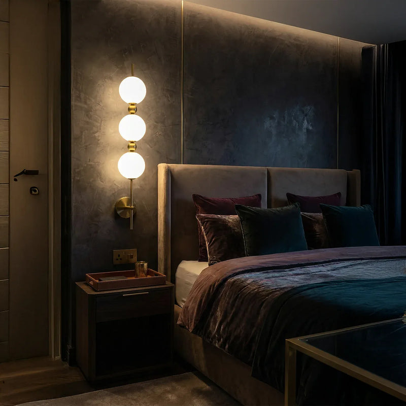 OpalStack Wall Light – Modern Gold Wall Lamp with Frosted Glass Balls ...
