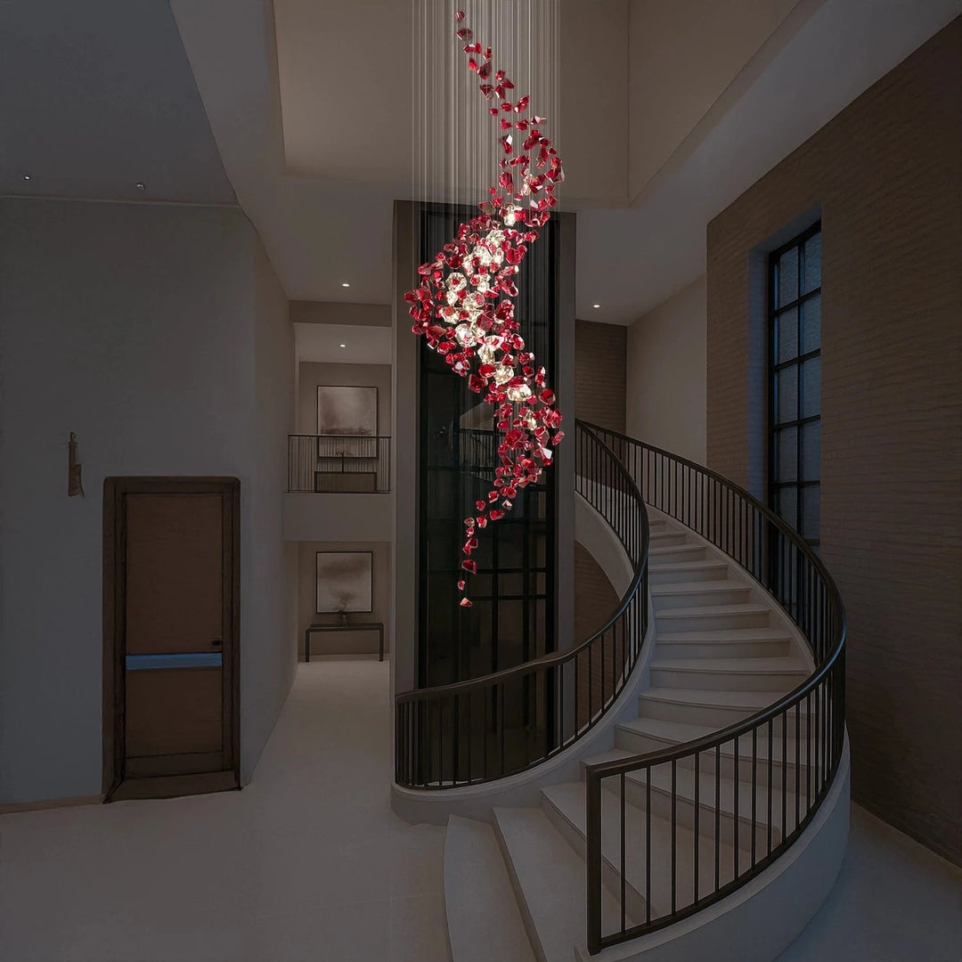 Red Rubic Falling Star Chandelier – Diamond Cut K9 Crystal Red Rubic Falling Star Chandelier – Diamond Cut K9 Crystal