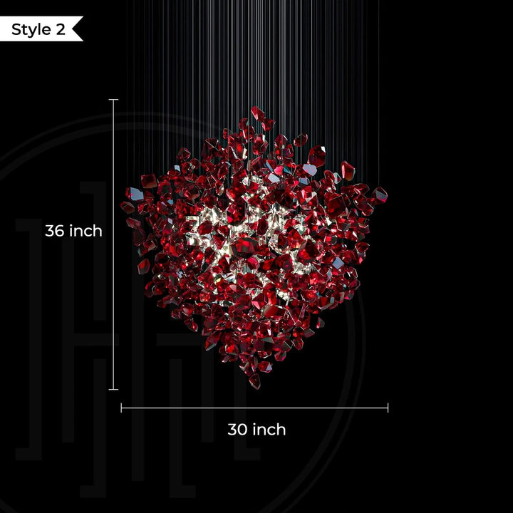 Red Rubic Falling Star Chandelier – Diamond Cut K9 Crystal Red Rubic Falling Star Chandelier – Diamond Cut K9 Crystal