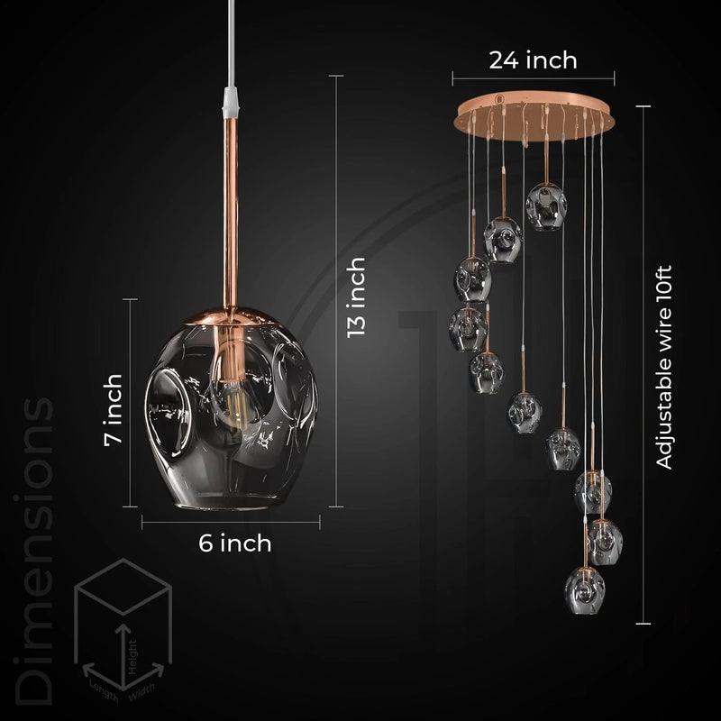 Ordo Staircase Long Glass Chandelier
