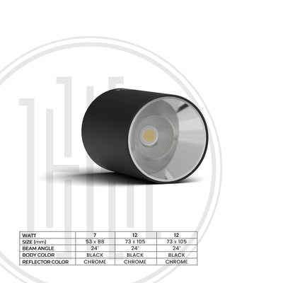 Cylindrical Surface Mounted Antiglare LED COB Spot Downlight