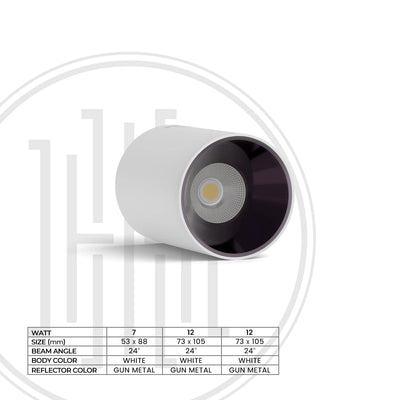 Cylindrical Surface Mounted Antiglare LED COB Spot Downlight
