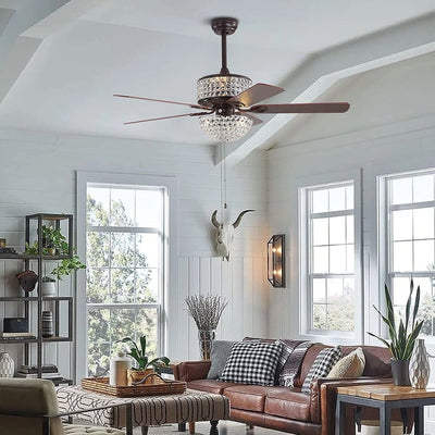 Crystal Zephyr Chandelier Ceiling Fan with Remote Control