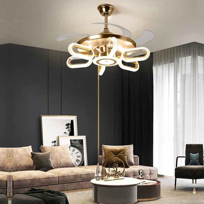 Crystal Wormhole Chandelier Ceiling Fan with Remote Control