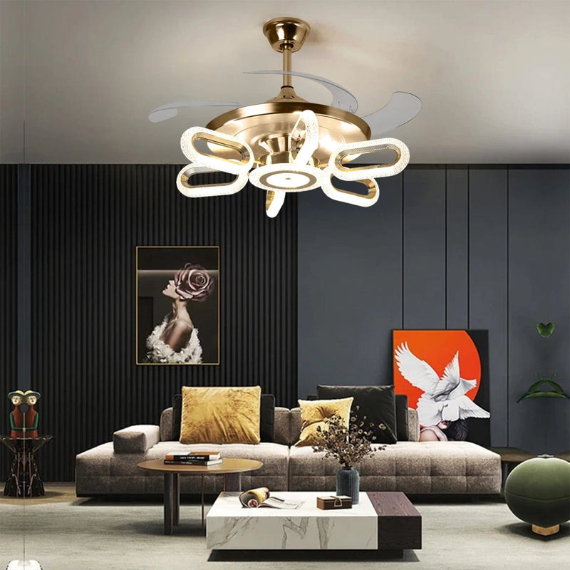 Crystal Wormhole Chandelier Ceiling Fan with Remote Control