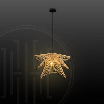 Zen Wave Bamboo Hanging Light