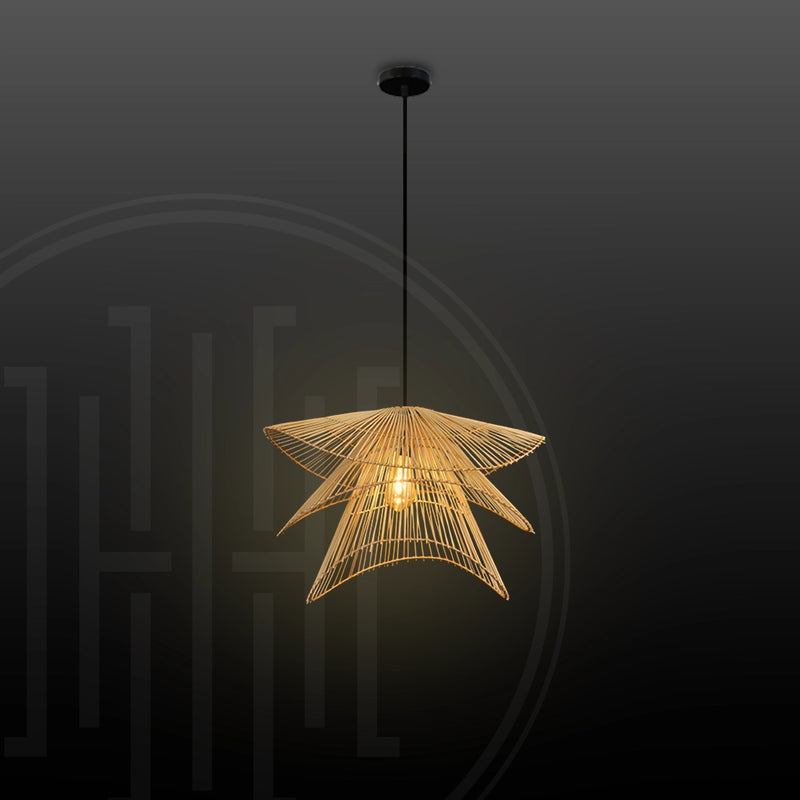 Zen Wave Bamboo Hanging Light