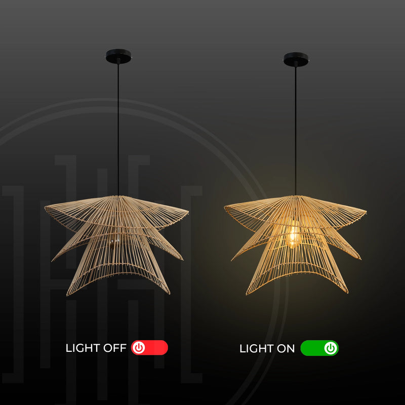 Zen Wave Bamboo Hanging Light