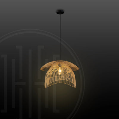 Double Canopy Bamboo Hanging Light