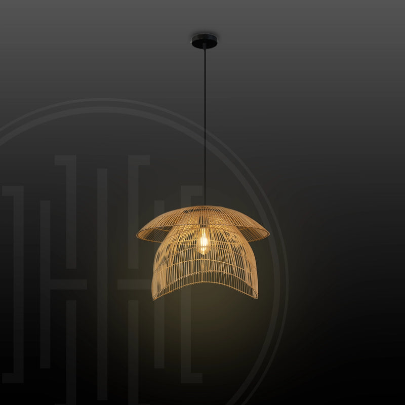 Double Canopy Bamboo Hanging Light