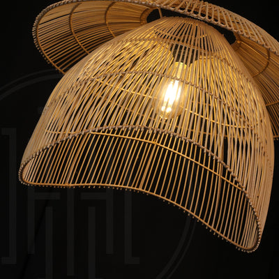 Double Canopy Bamboo Hanging Light