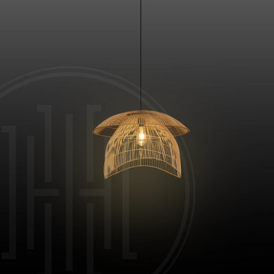 Double Canopy Bamboo Hanging Light