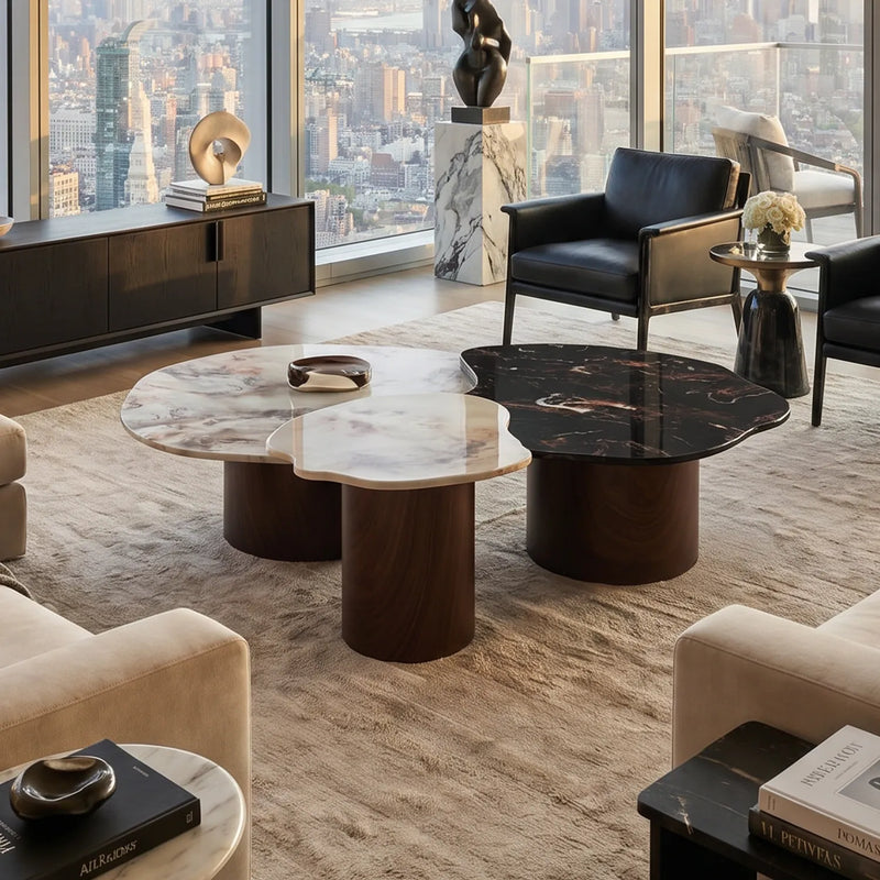 Firenze Center Table Set of 3 | Luxury Marble & Gold Nesting Tables ...