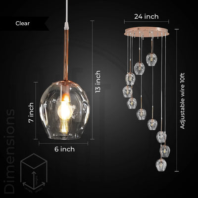 Ordo Staircase Long Glass Chandelier