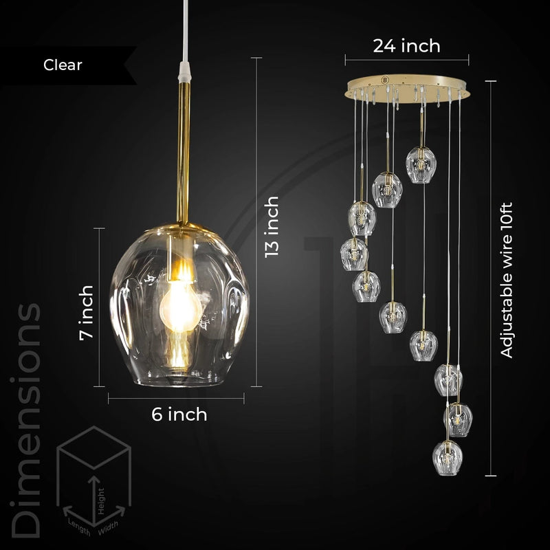 Ordo Staircase Long Glass Chandelier