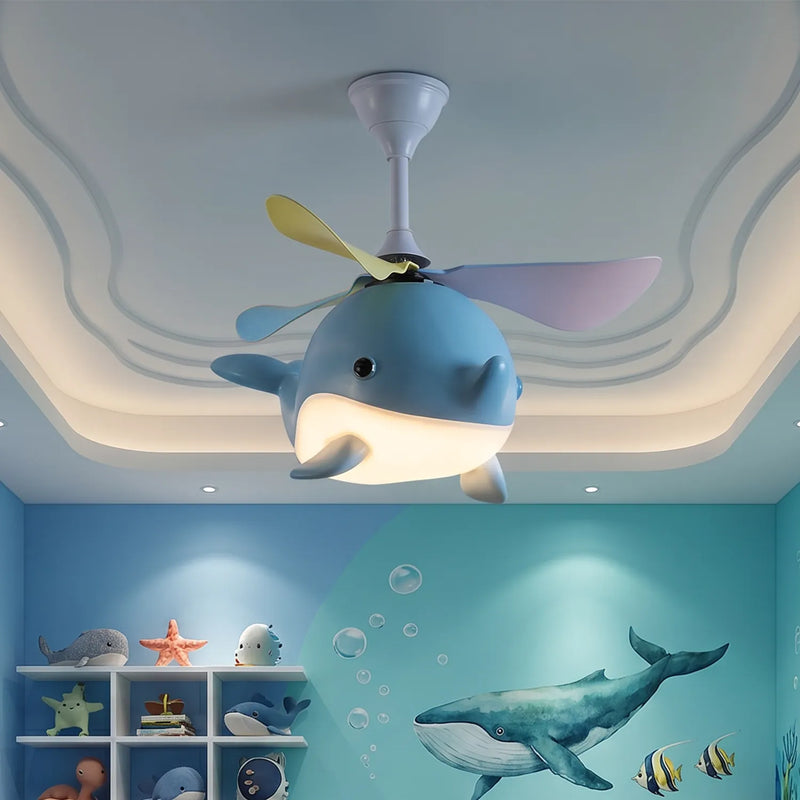 Dolphin Whirl Kids Ceiling Fan Light with LED Trio Color | Cute Dolphin ...