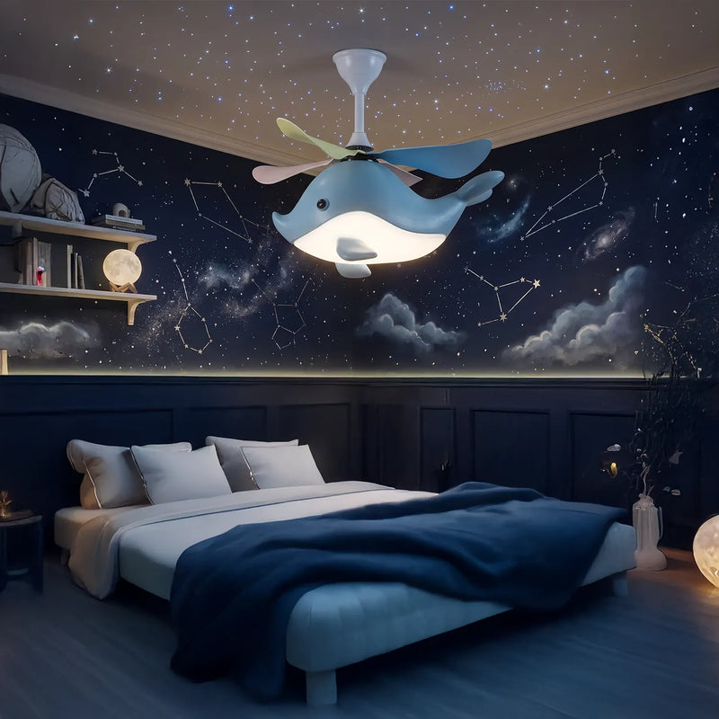 Dolphin Whirl Kids Ceiling Fan Light with LED Trio Color | Cute Dolphin ...