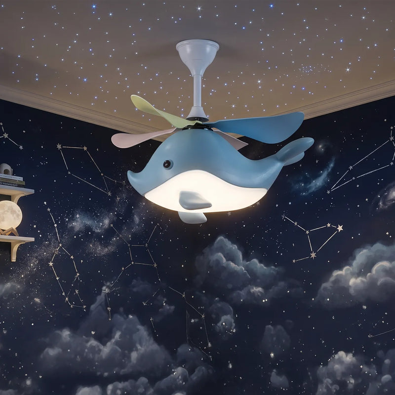 Dolphin Whirl Kids Ceiling Fan Light with LED Trio Color | Cute Dolphin ...