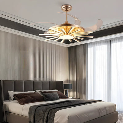 LuminSun Retractable Chandelier Fan with Remote Control
