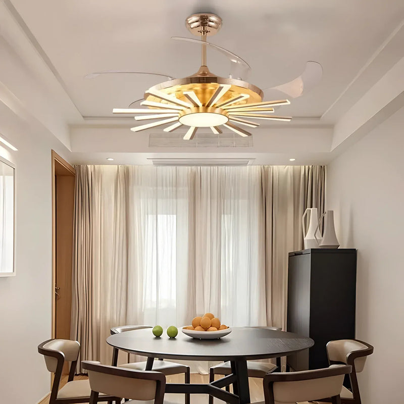 LuminSun Retractable Chandelier Fan with Remote Control