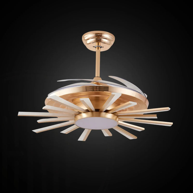 LuminSun Retractable Chandelier Fan with Remote Control