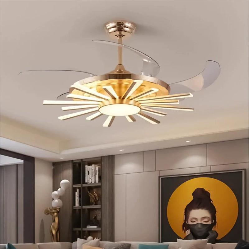 LuminSun Retractable Chandelier Fan with Remote Control