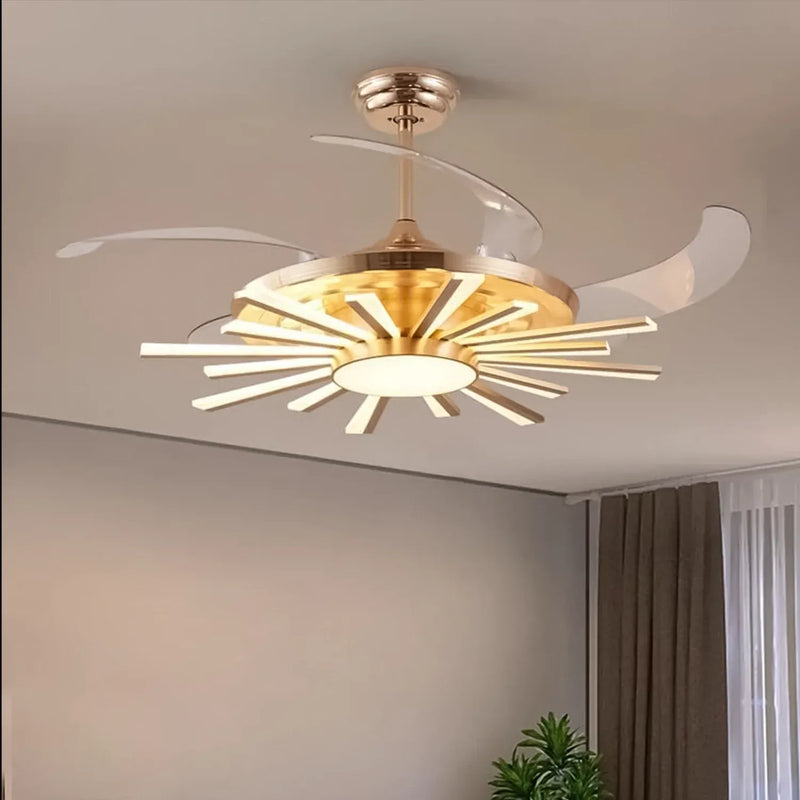 LuminSun Retractable Chandelier Fan with Remote Control