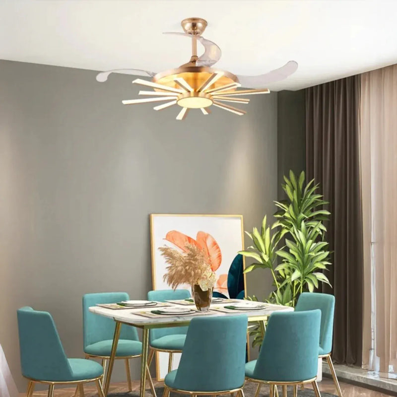 LuminSun Retractable Chandelier Fan with Remote Control